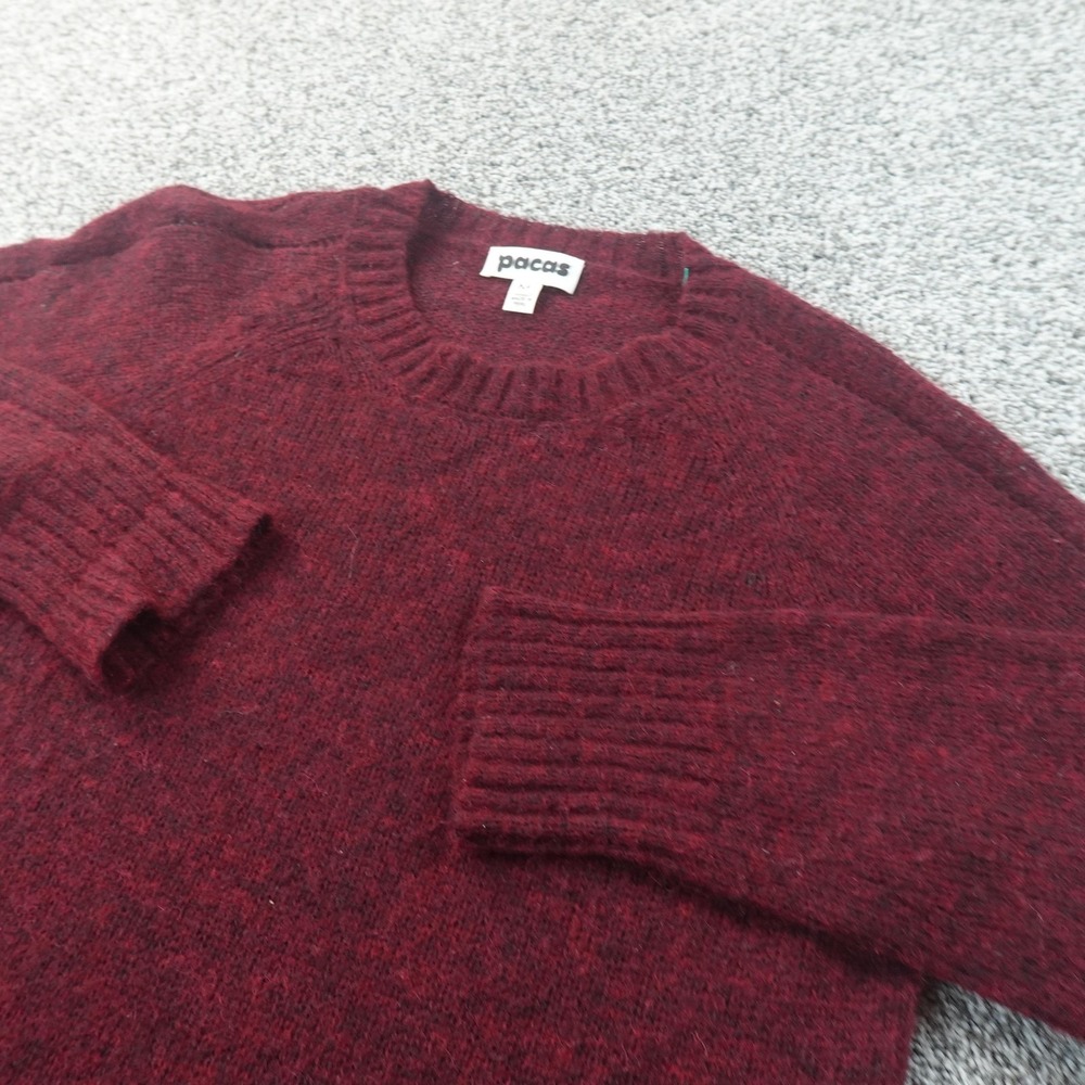 Pacas Sweater Womens M Red Baby Alpaca Wool Crewneck Knit Pullover Cozy Soft Top